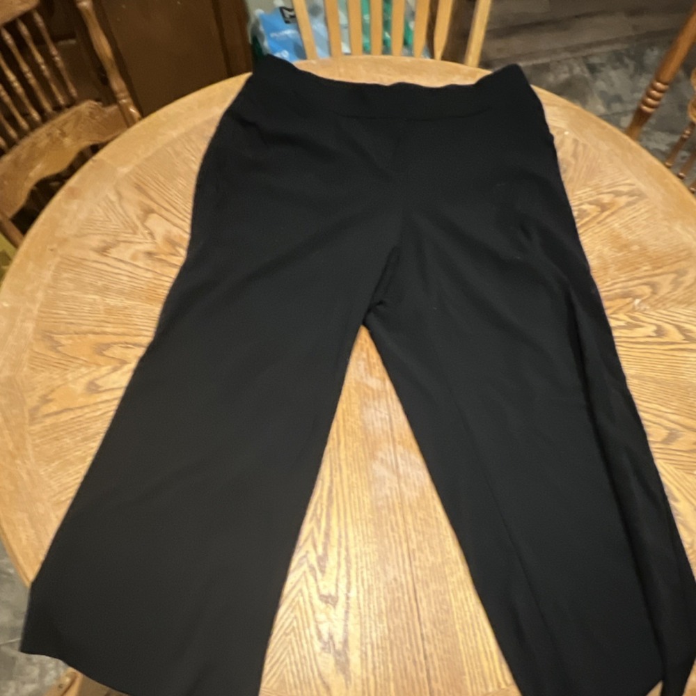 THE ALLIE Women's Black Wide-Leg Dress Pants Polyester Hook & Eye 30" Inseam 18R